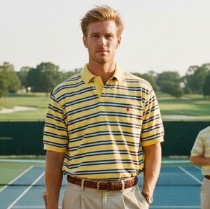 NWOT Polo Ralph Lauren L 90s Country Club Old Money Eclectic Preppy Striped Polo